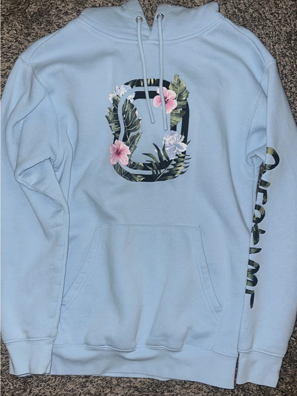 Men's Overtime Light Blue Floral Graphic Hoodie Sweatshirt